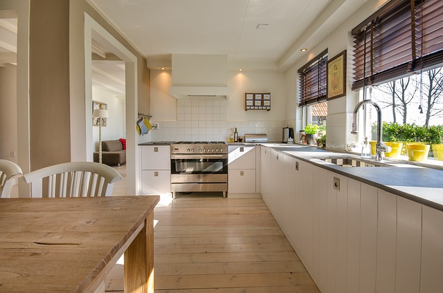 kitchen with white cupboars and grey countertops